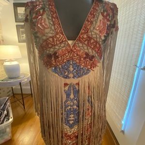 Nasty Gal Tassel Mini Dress Nude